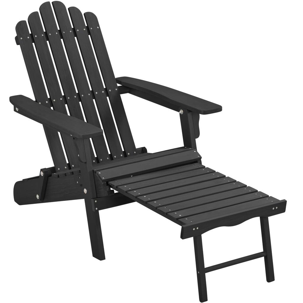 Yaheetech Folding Adirondack Chair with Adjustable Backrest Slatted Deck Chair