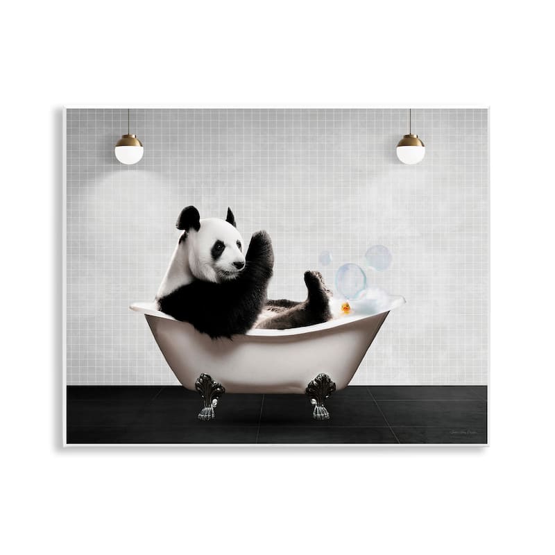 Stupell Panda in Modern Bubble Bath Wall Plaque Art Design By Seven Trees Design - 14 x 11