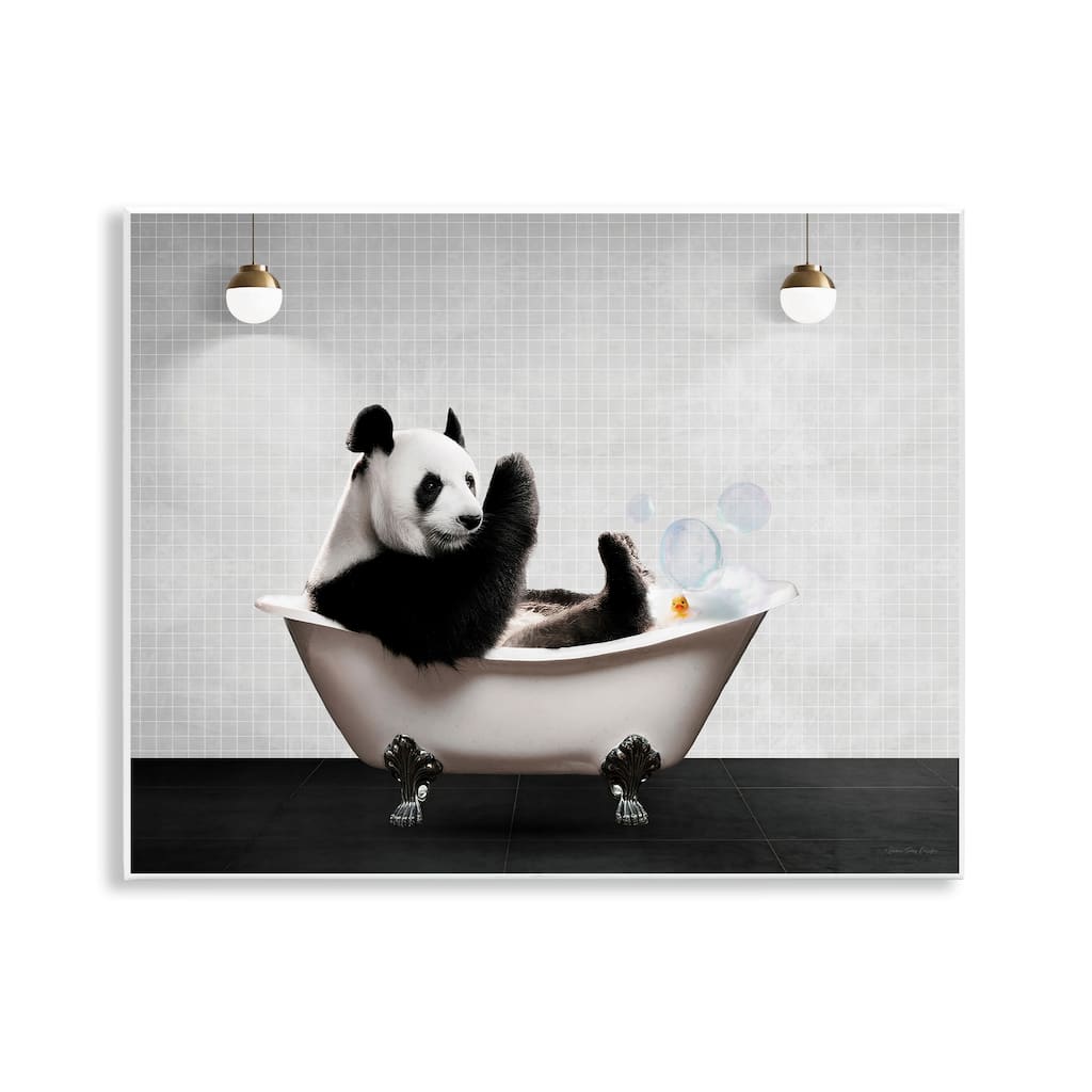 Stupell Panda in Modern Bubble Bath Wall Plaque Art Design By Seven Trees Design