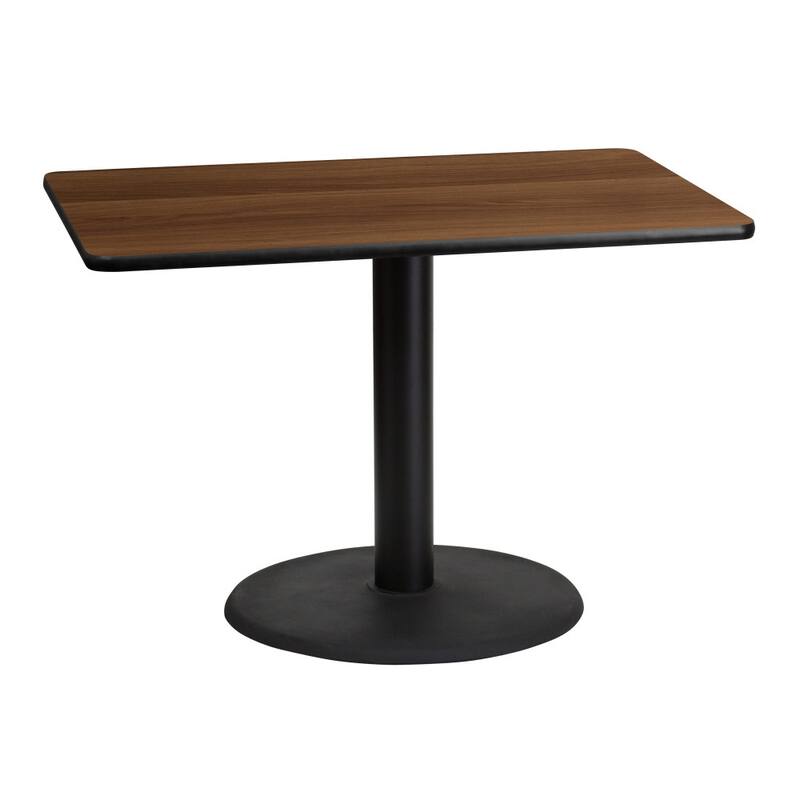 30'' x 42'' Rectangular Laminate Table Top with 24'' Round Table Height Base - 30"W x 42"D x 31.125"H - 30"W x 42"D x 31.125"H