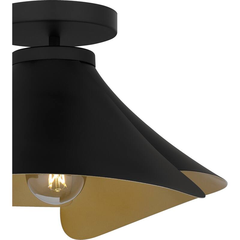 Matte Black One Light Semi Flush Mount from the Quoizel Semi-Flush Mount Collection