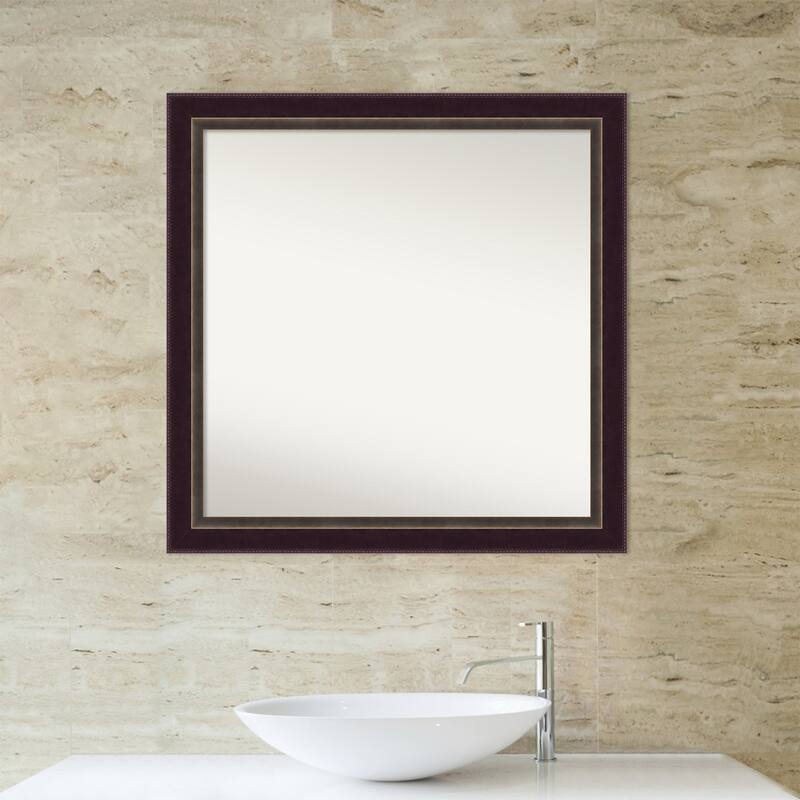 Non-Beveled Wood Bathroom Wall Mirror - Signore Bronze Frame