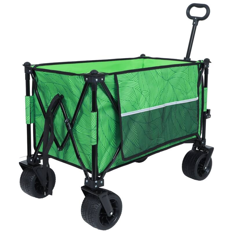 480 lb Folding Wagon Cart with Bonus Picnic Mat & All-Terrain Wheels