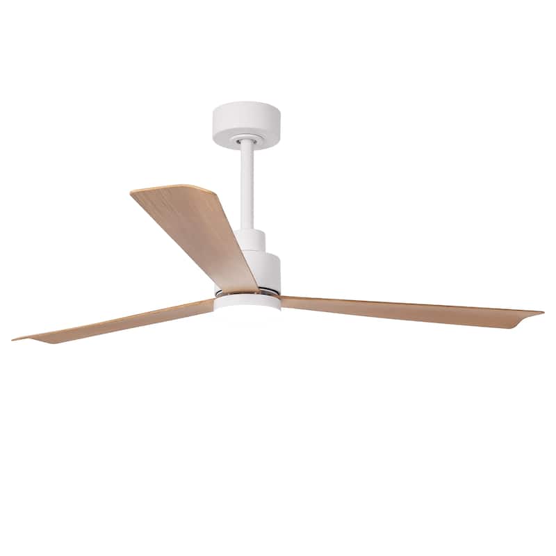 52" Farmhouse White ABS Integrated LED Indoor Ceiling Fan with Light and Remote