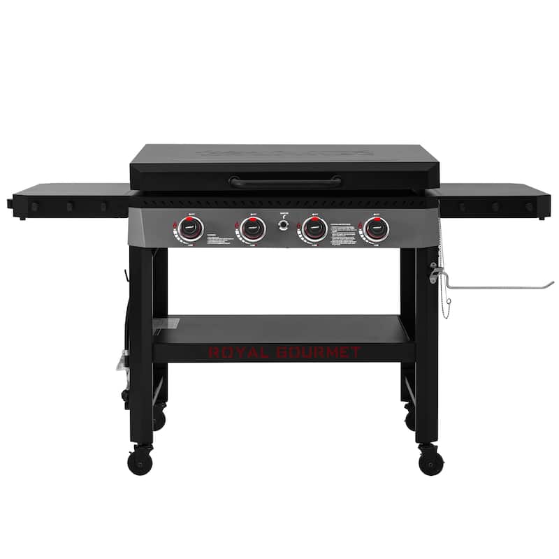 Royal Gourmet 34-Inch 4-Burner Propane Gas Griddle with Hood , Black