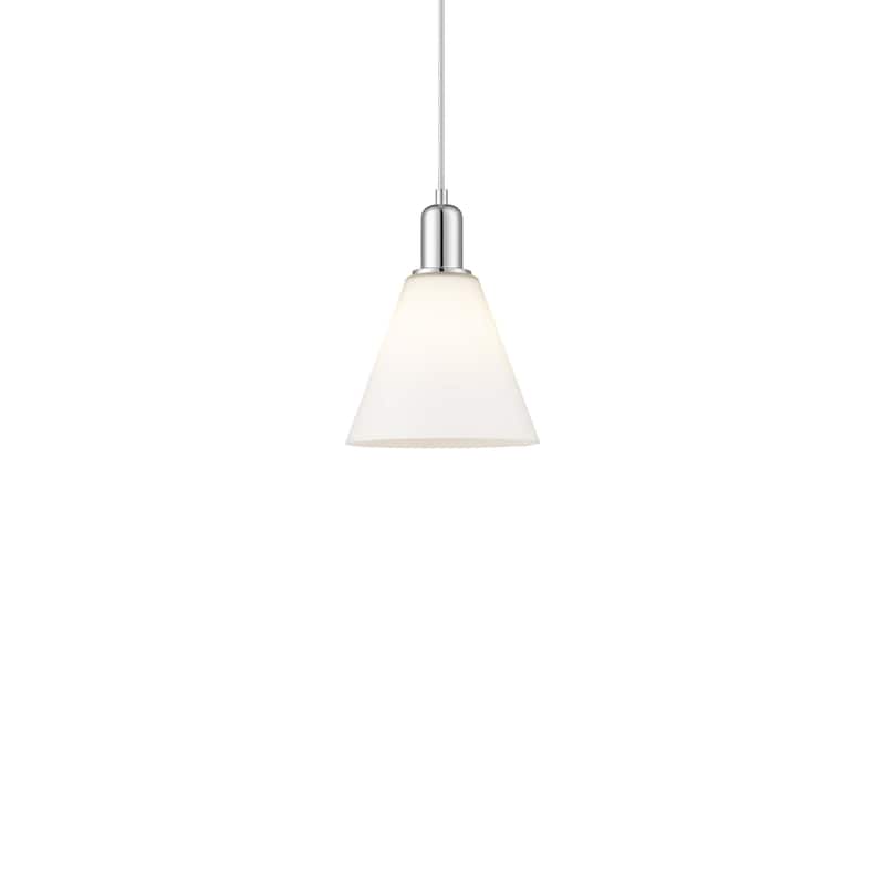 Innovations Lighting 716-1P-11-8 Berkshire Glass Pendant Berkshire - Polished Chrome / Matte White