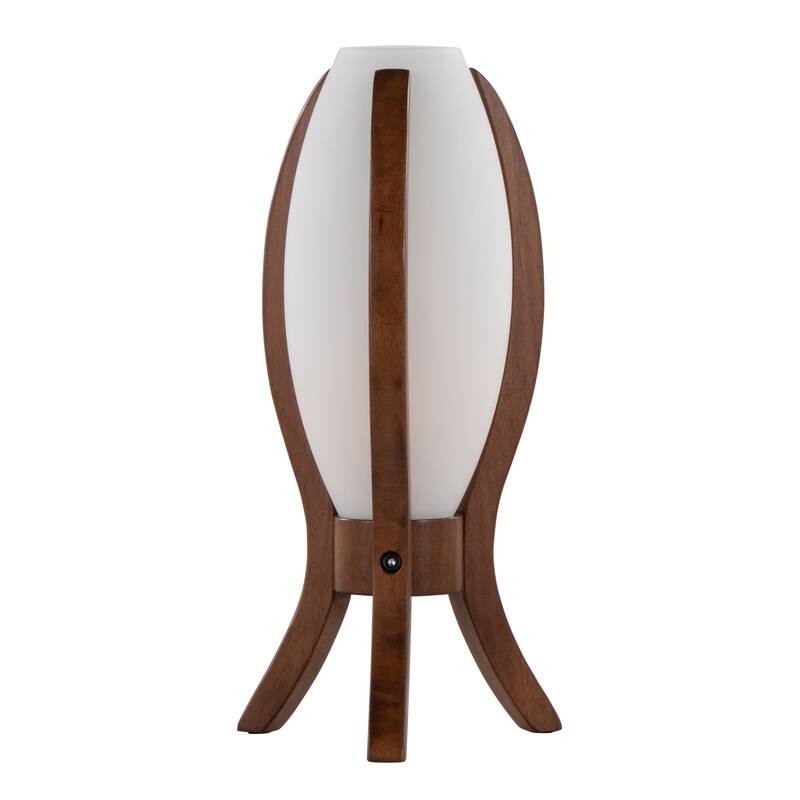 Case Contemporary Desk Lamp in Walnut Wood and Frosted Glass