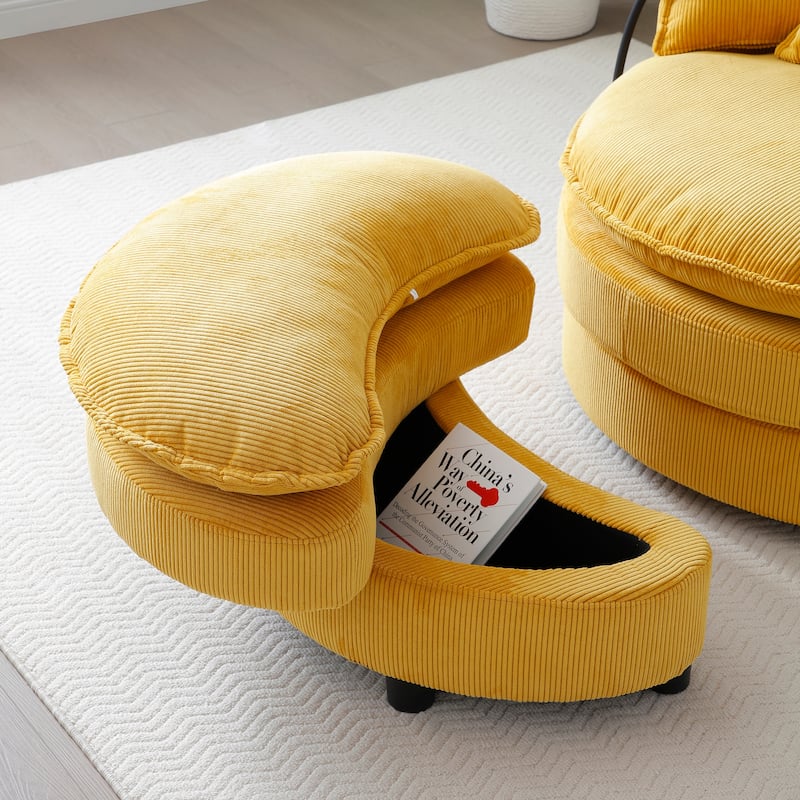 Modern Comfy 360° Swivel Barrel Chair with Ottoman and Pillows for Bedroom and Living Room