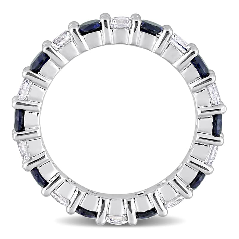 Miadora Created Blue and White Sapphire Stackable Full-Eternity Band Ring in Sterling Silver