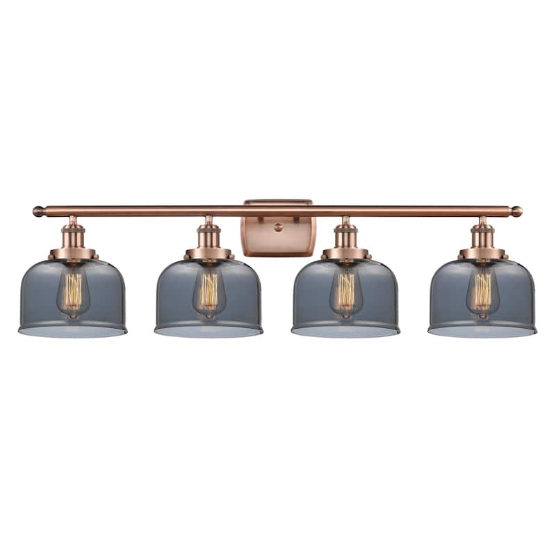 Innovations Lighting 916-4W-11-38 Bell Vanity Bell 4 Light 38" Wide - Antique Copper / Plated Smoke