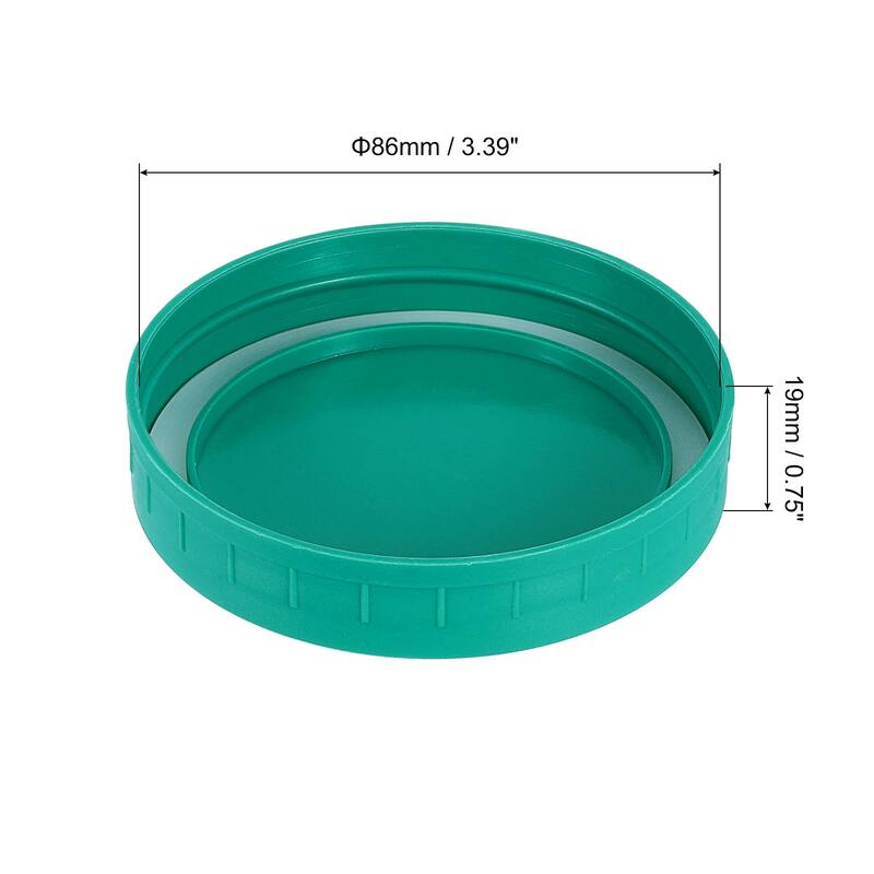 9Pcs Mason Jar Lid, Regular Mouth Plastic Lid with Silicone Rings - Dark Green - 86mm