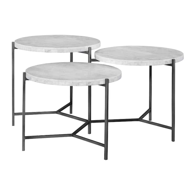 38" White and Black Contemporary Tiered Coffee Table