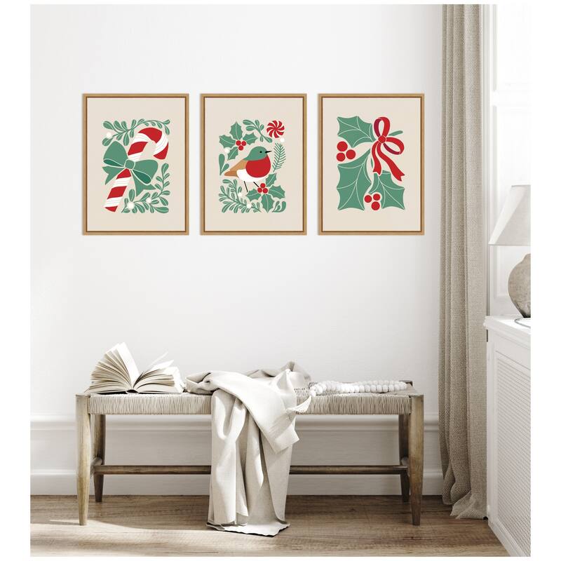 Kate and Laurel Sylvie Christmas Icons - 3 Piece Framed Canvas Art Set by Dominique Vari