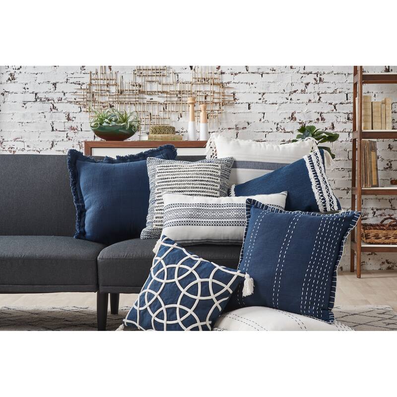 18" x 18" Lily Navy Geometric Throw Pillow