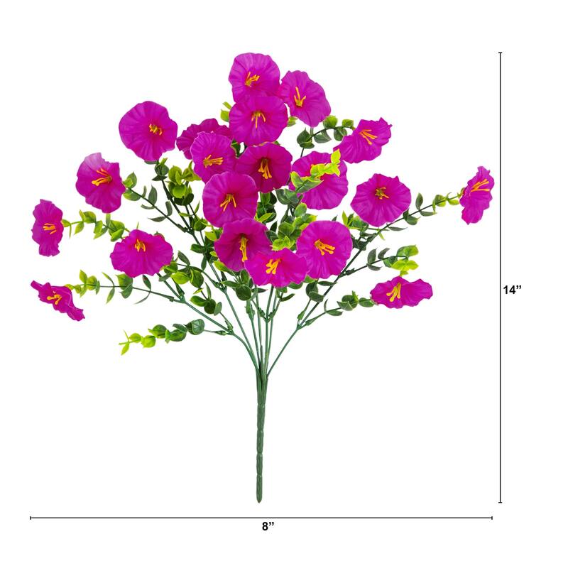 14-in UV Resistant Artificial Morning Glory Bush - Set of 12