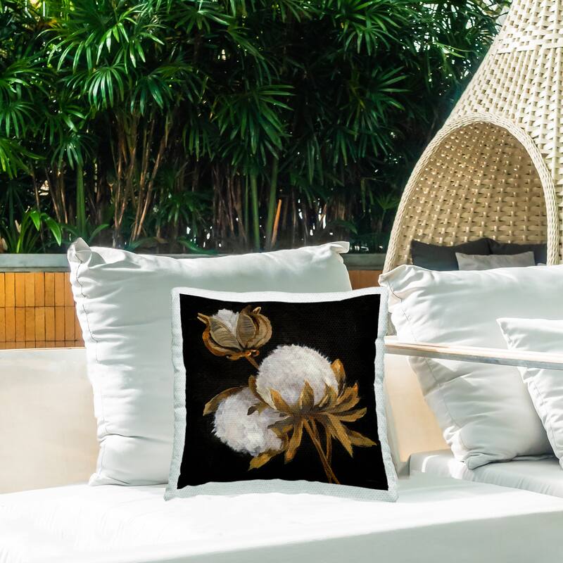 Stupell Budding Cotton Flowers Printed Outdoor Throw Pillow Design by Liz Jardine