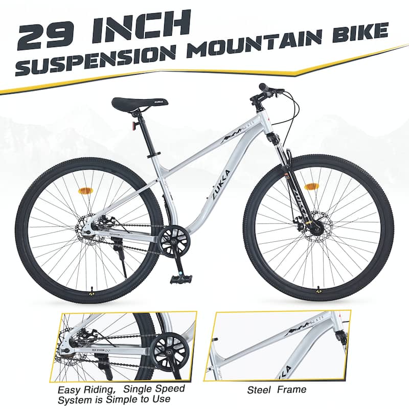 29 Inch Wheels Single Speed Mountain Bike,Front Suspension