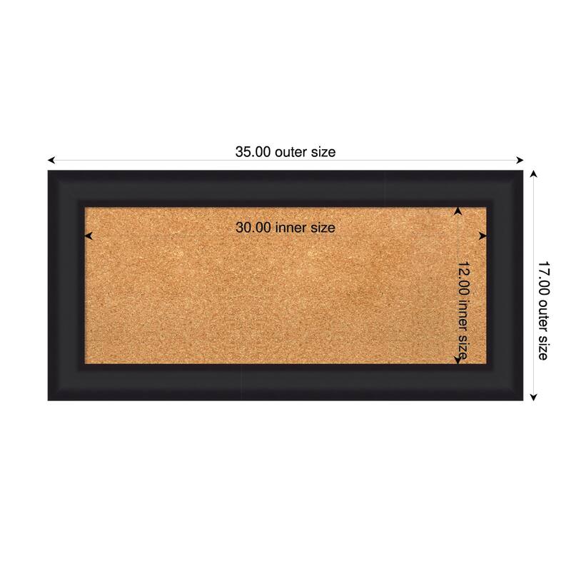 Oliver Black Wood Framed Cork Board - Bulletin Board, Organization Board, Pin Board - Natural - 35 x 17 in