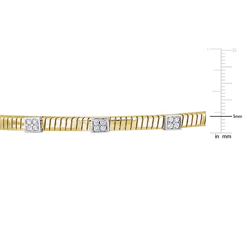 Miadora 3/8ct TGW Cubic Zirconia Station Bangle in 2-Tone Silver