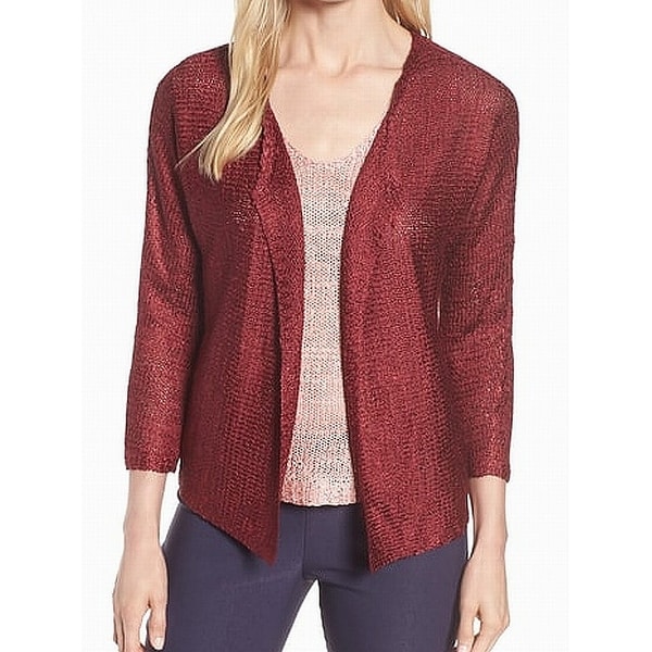 Nic + Zoe Red Womens Size Large L Open-Front Cardigan Sweater