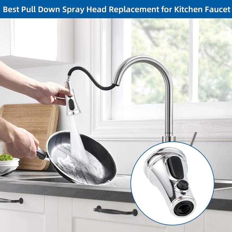 Kitchen Faucet Head Replacement, 3 Function Sprayer with 10 Adapters