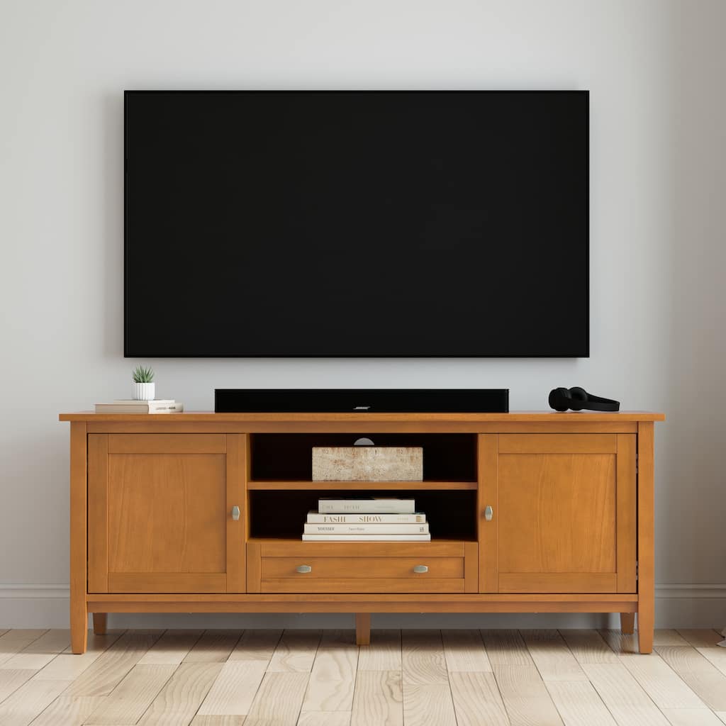 Wyndenhall Norfolk 60 inch Wide Solid Wood TV Stand in Light Golden Brown For TVs up to 65 inches - 60 inches