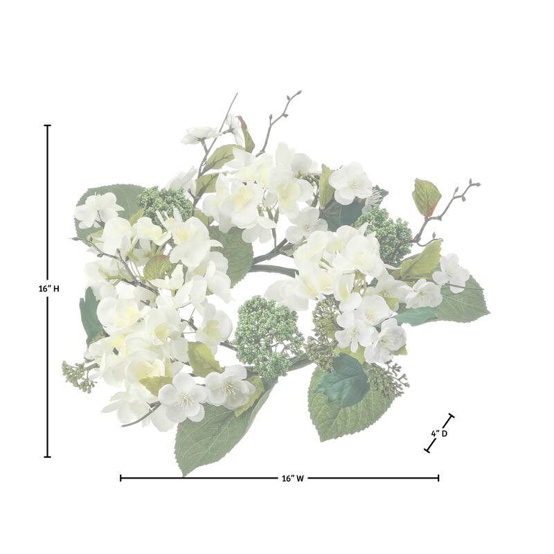 16" Garden Hydrangea Wreath