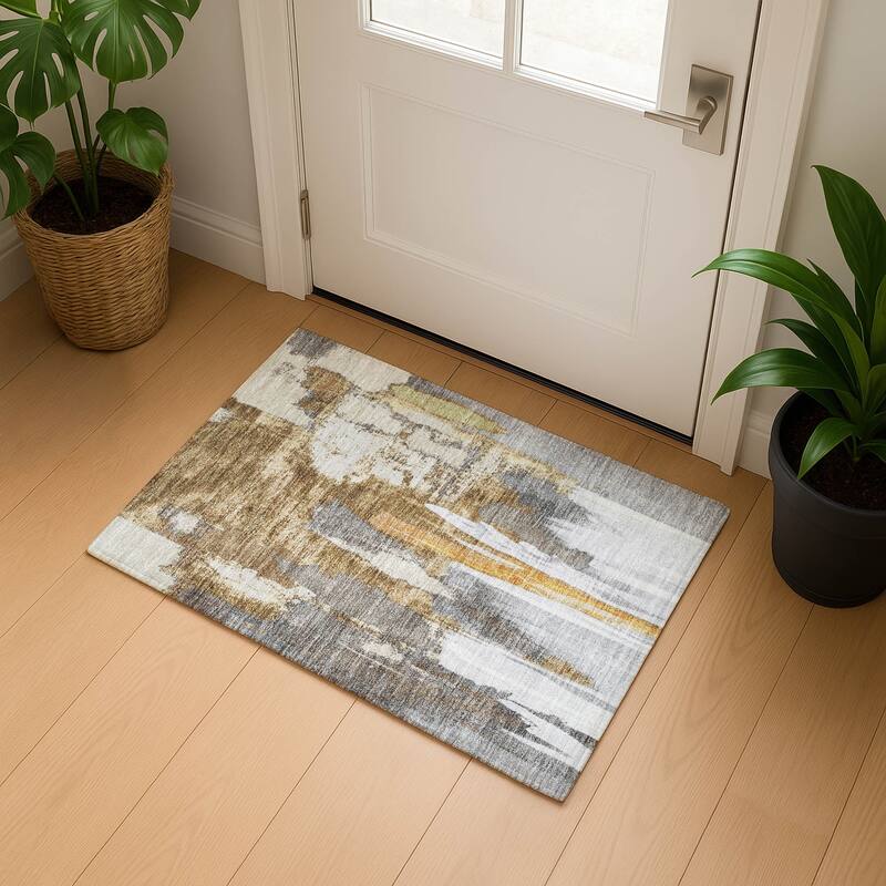 Premium Washable Super Soft Abstract Glam Mayfield Rug - Ivory - 1'8" x 2'6"