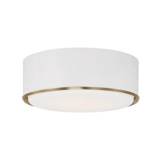 15"W x 6"H 3-Light Semi Flush Mount with Matte Brass Details and Frosted White Diffuser - 15.5"W x 5.75"H
