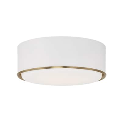 15"W x 6"H 3-Light Semi Flush Mount with Matte Brass Details and Frosted White Diffuser - 15.5"W x 5.75"H