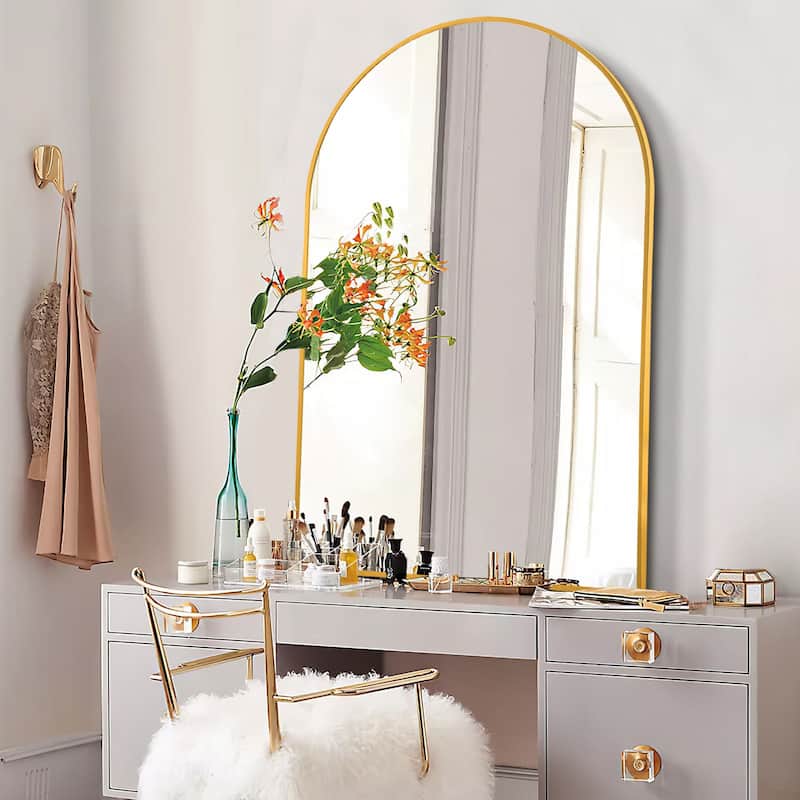 Modern Arch Bathroom Wall-mounted Mirror Vanity Mirror - 36x24-right angle - Gold