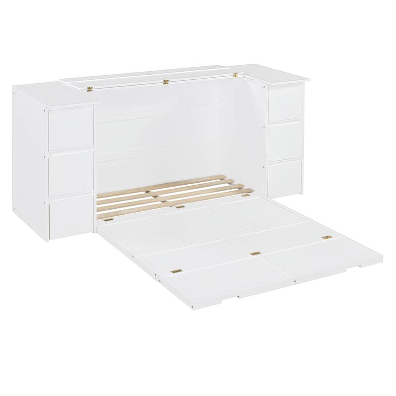 Modern Murphy Bed with Drawers, Cabinets, and USB Ports