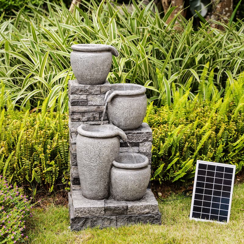 Teamson Home 30.71" 4-Tier Solar-Powered Outdoor Water Fountain