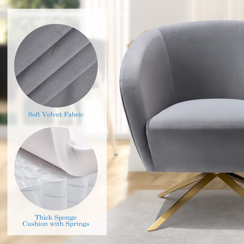 Modern Upholstered 360-degree Swivel Accent Chair Faux Leather Sofa Chair