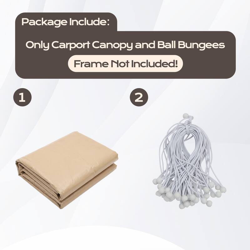 Aoodor 10 x 20 FT Carport Replacement Canopy Cover