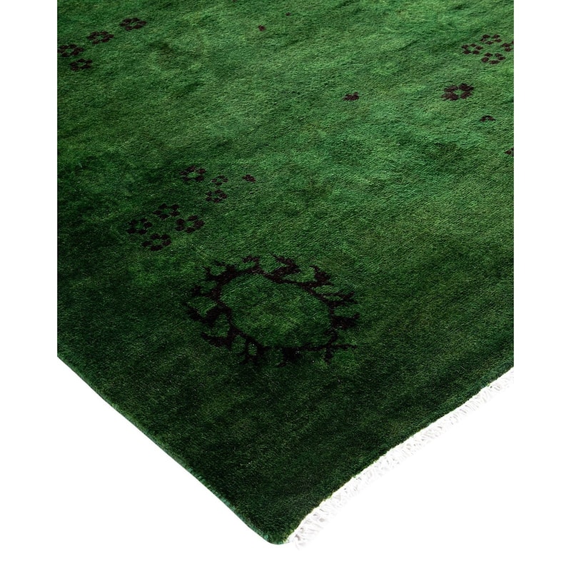 Overdyed, One-of-a-Kind Hand-Knotted Area Rug - Green - 3' 0" x 5' 2"