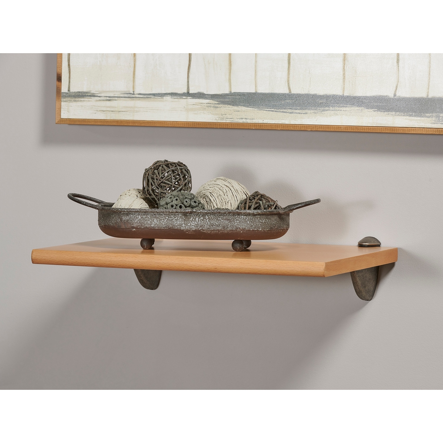 Wallscapes Beech Wood Wall Shelf Classic Display with Pewter Pelican Brackets