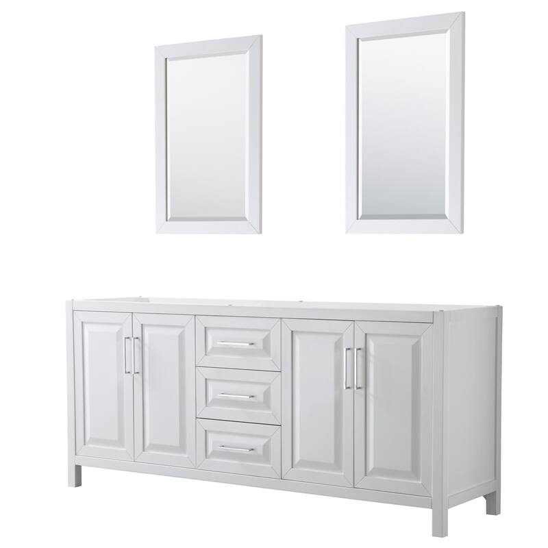 Wyndham Collection Daria 79" Double Free Standing Vanity Cabinet - - White / Polished Chrome Hardware
