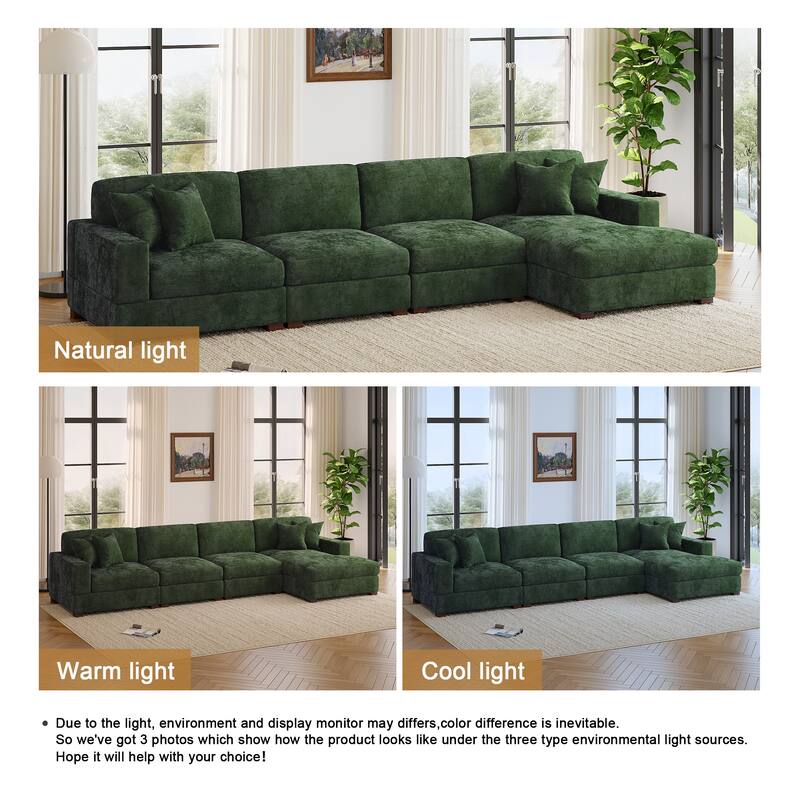 Oversized Modern Chenille L-shape Modular Sectional Sofa with Chaise