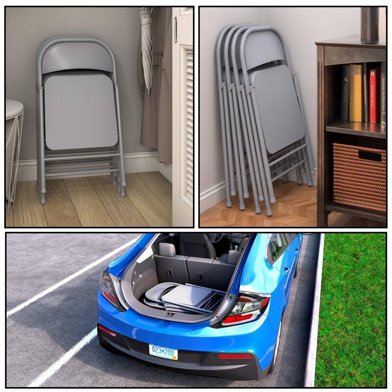 COSCO SmartFold All-Steel Folding Chair, 4-Pack