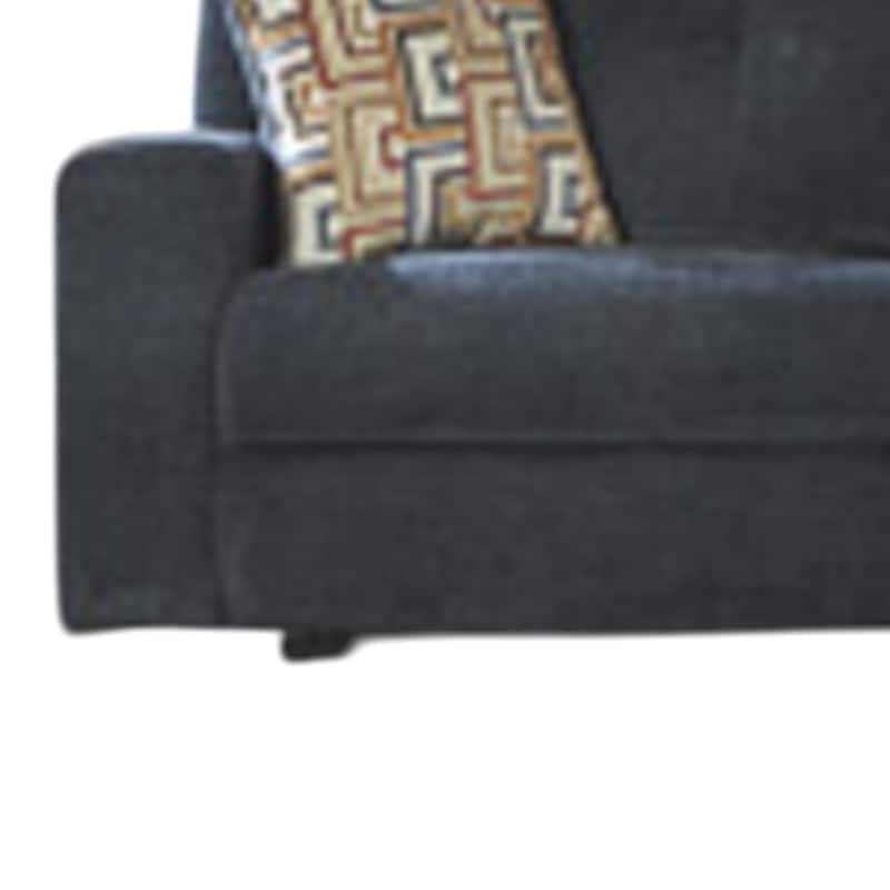 Genna Manual Reclining Sofa, Navy Blue Polyester, 2 Pillows, 87 Inch