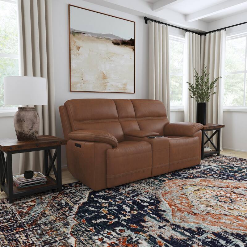 Jackson Zero-Gravity Power Reclining Loveseat with Console & Power Headrests by Flexsteel - 78" x 42" x 41" - Whiskey