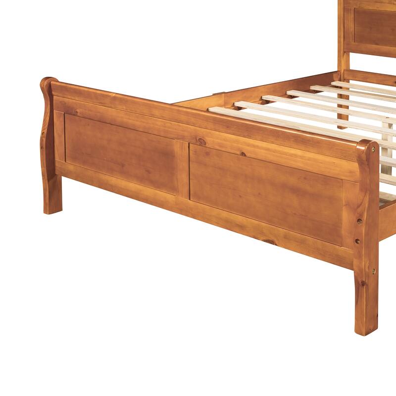 Classic Wood Platform Bed with Headboard and Footboard, Solid Wood Bed Frame, Easy to Assemble, No Box Spring Needed