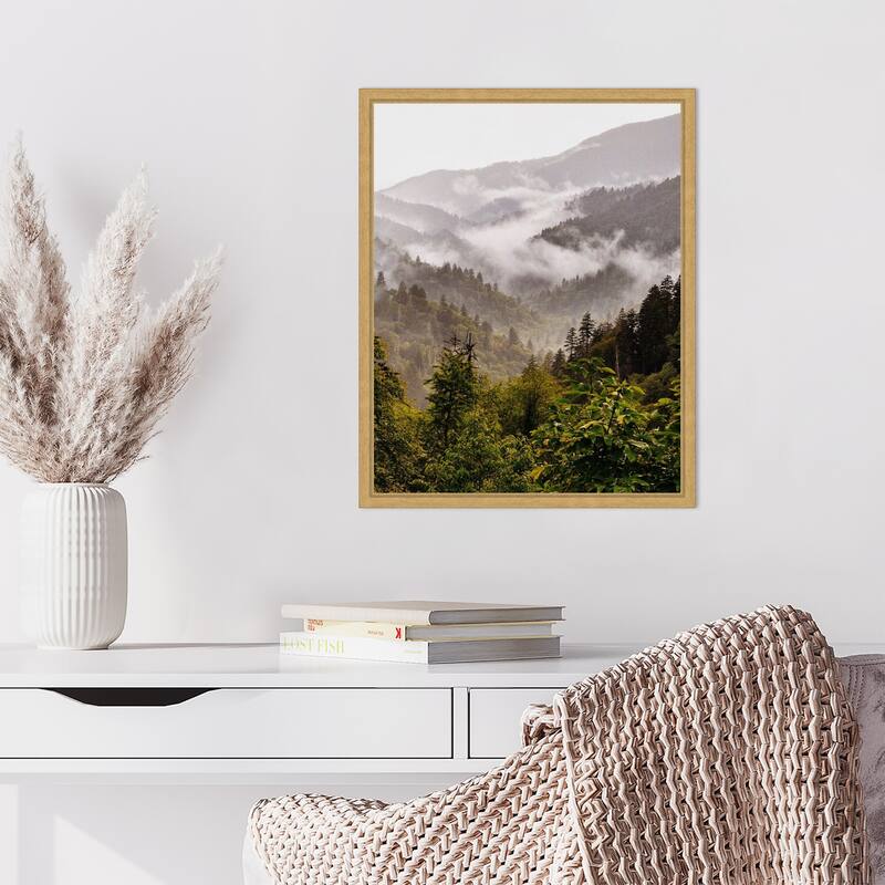 Great Smoky Mountains by Del Mundo Imagery Framed Canvas Wall Art Print - Sylvie Bright Gold
