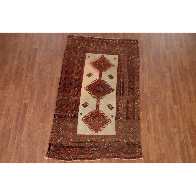 Malayer Vegetable Dye Persian Rug Hand-knotted Wool Carpet - 4'2" x 6'8"