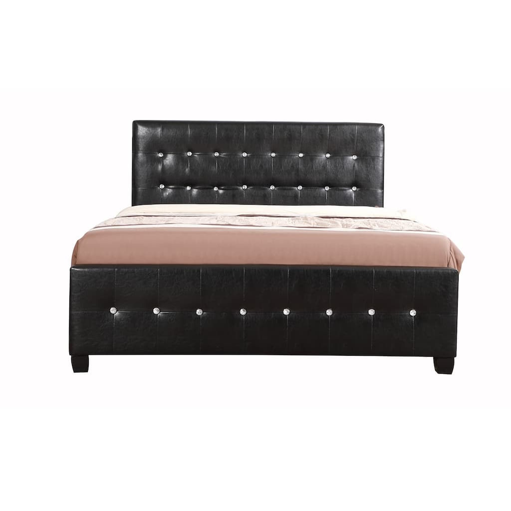 Diamond Jeweled Tufted Queen Panel Bed - 88" - Black
