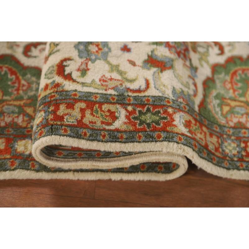 Floral Ivory Kashan Oriental Accent Rug Handmade Wool Carpet - 2'6" x 4'1"