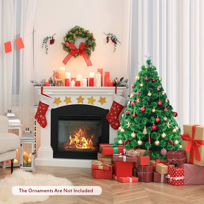 Gymax 5Ft Pre-lit Optical Fiber Christmas Tree w/ Colorful LED Lights - See Details