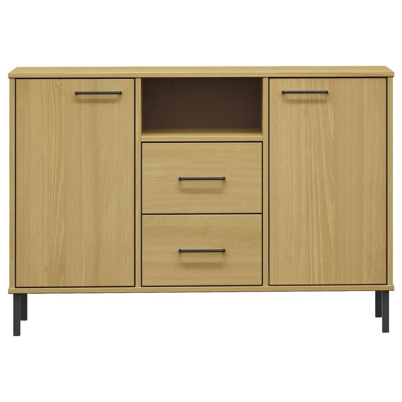 vidaXL Sideboard Buffet Cabinet with Metal Legs for Kitchen Solid Wood OSLO - 44.5" x 15.7" x 30.3"