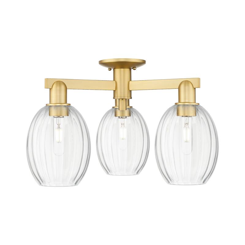 Innovations Lighting 716-3F-13-24 Preston Semi-Flush Preston 3 Light - Satin Gold / Clear